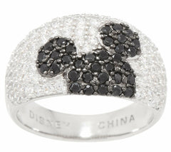 QVC Mickey's 90th Birthday Diamonique Hidden Mickey Sterling Silver Ring,SZ-10