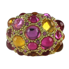 HSN Round Shape Multi Color Cabochon Dome Ring