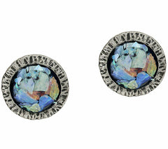 QVC Or Paz Sterling Silver Roman Glass Stud Earrings