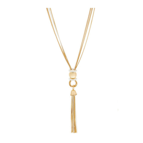QVC Joan Rivers Two-tone Polished Tassel Necklace with 3" Extender