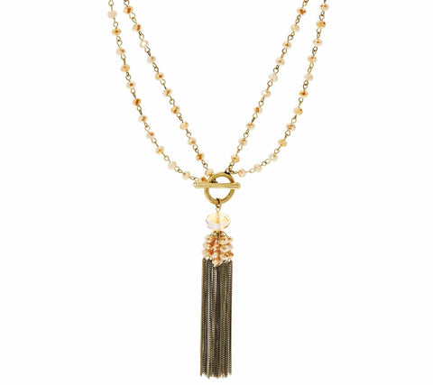 QVC Joan Rivers 38" Beaded Toggle Tassel Necklace