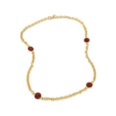 HSN Bellezza Red Agate Station Rolo-Link 28" Necklace
