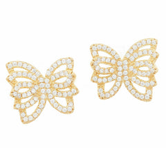 QVC Sterling Silver Diamonique Pave' Butterfly Stud Earrings