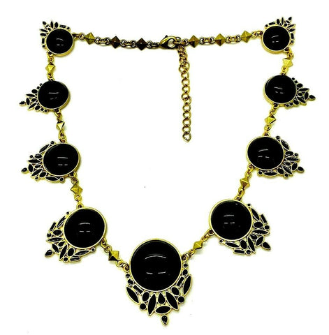 Enamel Black Cabochon Santorini 19-3/4" Necklace