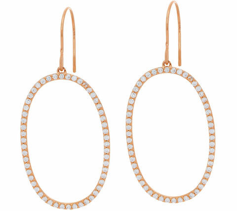 QVC Yellow Gold Over Silver Diamonique Elongated Oval Dangle Earrings - Yellow Gold
