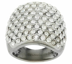 QVC Steel by Design Stainless Steel Bold Crystal Cocktail Ring Szie 5
