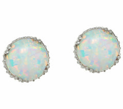 October Birth Stone Diamonique & Synthetic Opal Stud Earrings, Sterling QVC