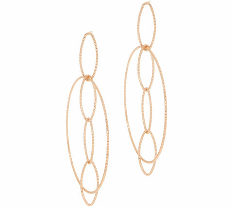 QVC 18K gold Over Italian Silver Diamond Cut Marquise Drop Circle Hoop Earrings