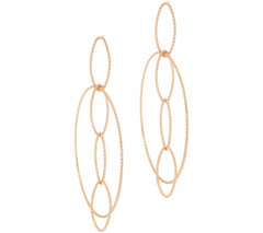 QVC 18K gold Over Italian Silver Diamond Cut Marquise Drop Circle Hoop Earrings
