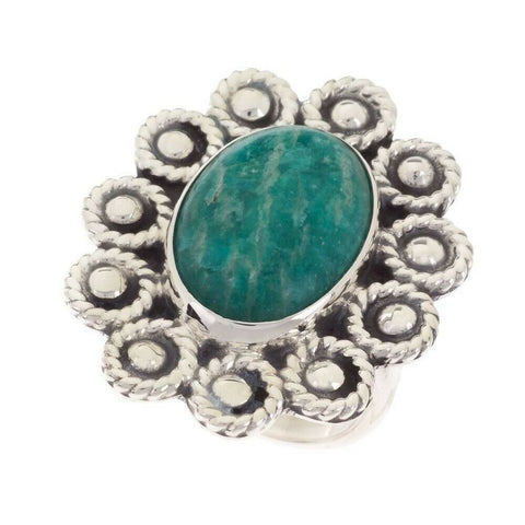 QVC Artisan Crafted Sterling Silver Oval Amazonite Gemstone Ring