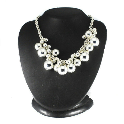 QVC Silvertone High Polished Bead 18" Necklace