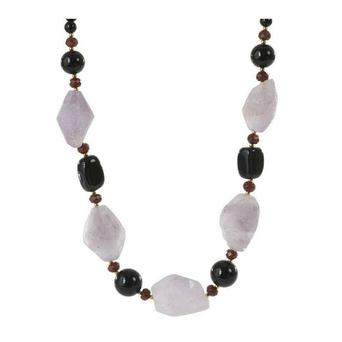 Lee Sands Goldtone Amethyst Nugget & Gemstone Bead 19" Necklace