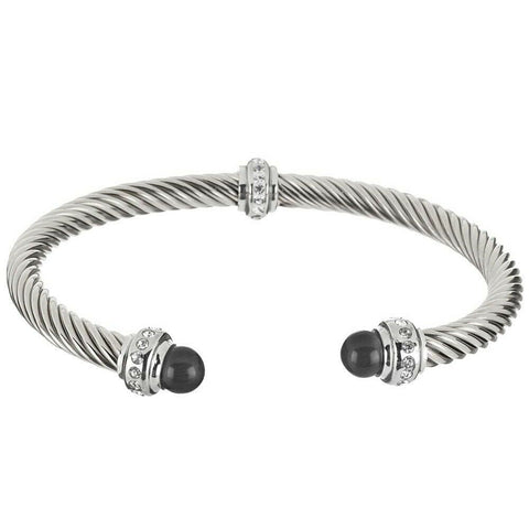 QVC Steel by Design Stainless Steel Twisted Rope Cuff Bracelet