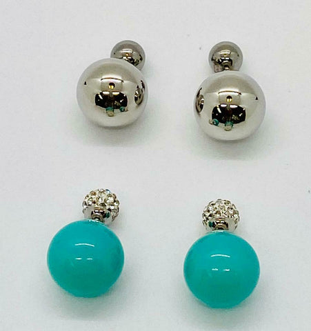 Stainless Steel Set of 2 Double Sided Stud Earrings