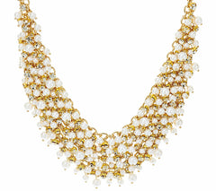 QVC Crystal and Simulated Pearl Goldtone Bib 18" Necklace