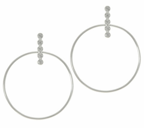 14K Gold Over Sterling Silver Circle Crystal Earrings by Silver Style QVC