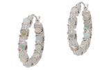 Gemstone Diamond Cut Inside Out Hoop Earrings 14k White Gold Over - White Gold