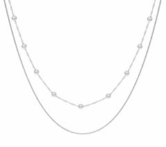 Sterling Silver Double Strand Choker Necklace by Silver Style