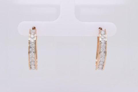 1.00 Cttw Diamond (I ,I-H) 14K Pink Solid Gold Hoop Earring Affinity QVC