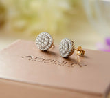 1.00 cttw, Diamond Round Cluster Stud Earrings 14K Solid Gold Affinity QVC
