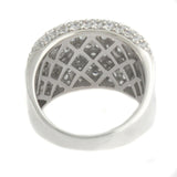 3.25 ct Pave Diamond Simulant Bold Concave 14K Gold On Sterling Band Ring
