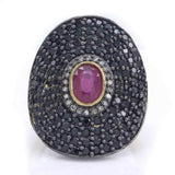 HSN Rarities 5.65 ct Ruby & Diamond Sterling Silver Finish Cocktail Ring