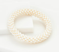 Honora Genuine Cultured Pearl Stretch Ladies Bangle Bracelet 6-3/4" QVC