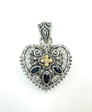 Barbara Bixby Solid 18K Sterling 1.05 Ct Sapphire Gemstone Heart Locket QVC