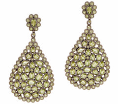10.70 CTTW Sterling Silver Pear-Shaped Peridot Gemstone Drop Earrings
