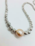 Honora Ming Cultured Pearl & Diamond Cut Sterling Bead 20" Necklace