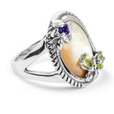 QVC Carolyn Pollack Sterling Silver Golden Mother of Pearl Butterfly Ring 5