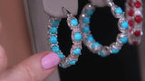 Turquoise Gemstone Diamond Cut Inside Out Hoop Earrings qvc