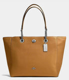 NWE Coach Turnlock Chain In Polished Pebble Leather Large Tote