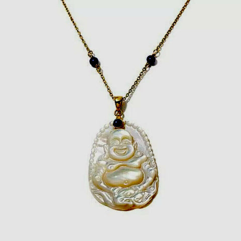 Rarities 14K Yellow Gold On Silver Mother-of-Pearl Buddha 16" Necklace - Yellow Gold