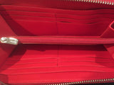 Coach Cross grain Leather Accordion Zip Around Wallet Bright Red