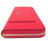 Coach Cross grain Leather Accordion Zip Around Wallet Bright Red