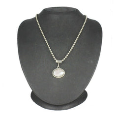 HSN 14k White Gold Over Sterling Oval Mother Of Pearl Pendant 20" Necklace