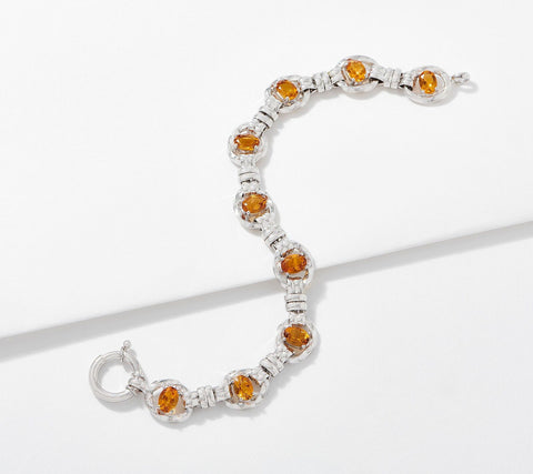 Citrine 5.6 Cttw Sterling Silver Gemstone 7-1/4 " Bracelet by Silver Style QVC