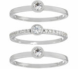 4/10 Ct Diamonique 14K Gold On Sterling Set of Three Stack Rings 6 QVC