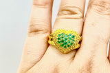 Judith Ripka 14K Yellow Gold on Pave'Emerald 0.50cttw Gemstone Heart Ring -7 QVC - Yellow Gold