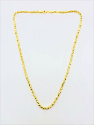 Technibond 18K Yellow Gold On Etched Chevron 18" Barrel Sterling Chain Necklace - Yellow Gold