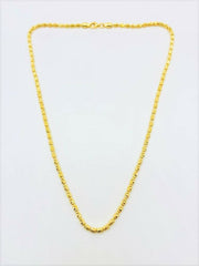 Technibond 18K Yellow Gold On Etched Chevron 18" Barrel Sterling Chain Necklace