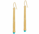 14K Solid Yellow Gold Oro Nuovo Turquoise Stick Design Earrings QVC - Yellow Gold