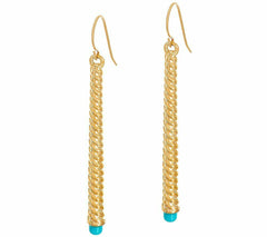 14K Solid Yellow Gold Oro Nuovo Turquoise Stick Design Earrings QVC