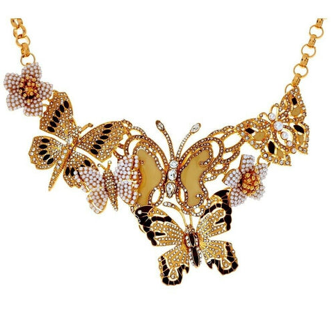 Joan Rivers Crystal Enamel Butterfly Statement 17" Necklace