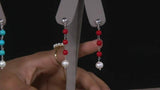 Honora Real Cultured Pearl & Gemstone Bead Ladies Earrings Sterling QVC