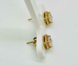 1.00 cttw Diamond Simulant 14K Y Solid Gold Princess Cut Halo Stud Earrings QVC