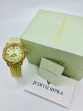 Judith Ripka Stainless Steel 1.05 cttw Diamonique Tempest Leather Watch QVC