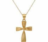 14k Solid Gold Twisted Cross Pendant with 18" Chain QVC