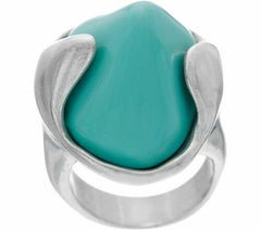 UNOde50 Sterling Silver Plated Turquoise Color Ring - Tarifa SZ-7 QVC